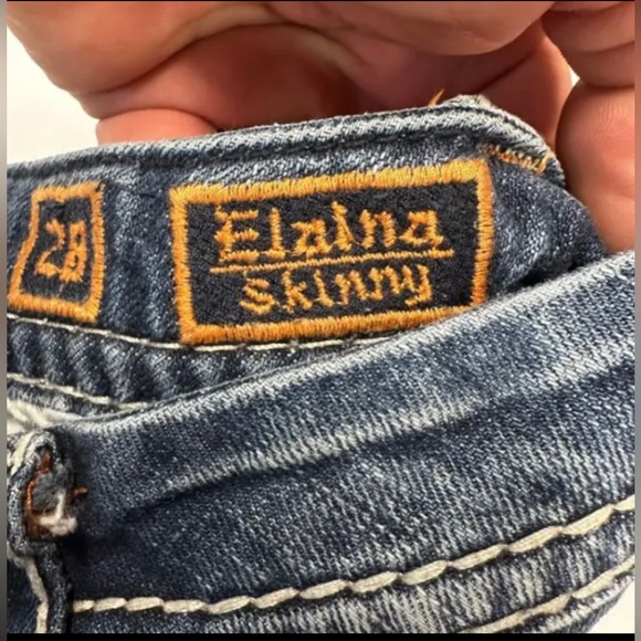 ROCK REVIVAL ELAINA Skinny Jeans Low Rise 28/31 Dark Wash Rhinestone Flip Pocket - Picture 13 of 17